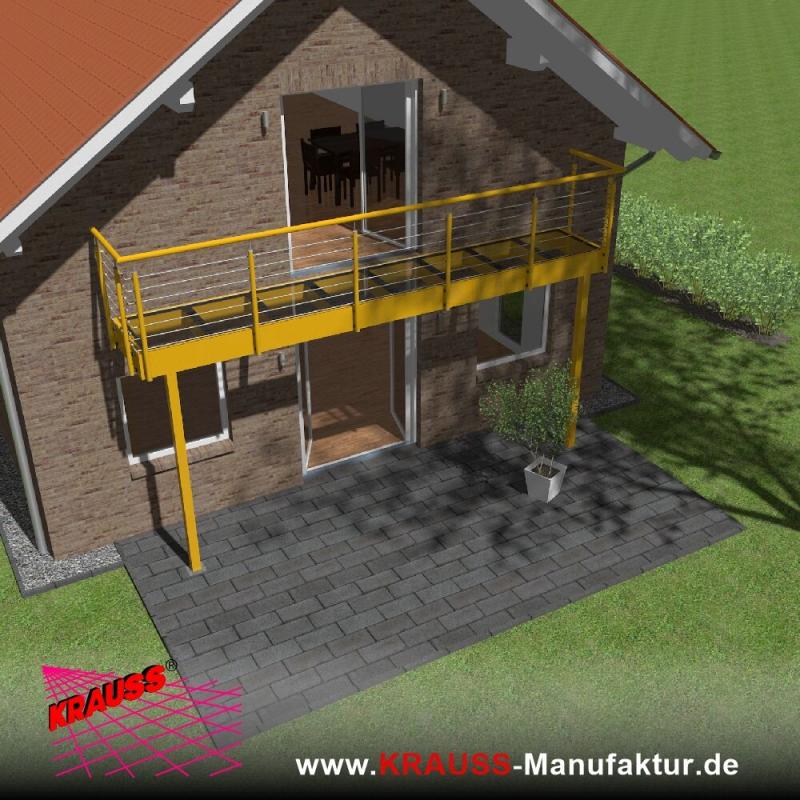 Stehbalkon mit Glasboden und Reling-Geländer 