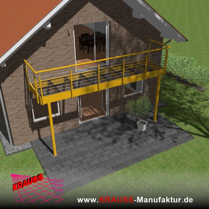 Stehbalkon mit Glasboden und Reling-Geländer 