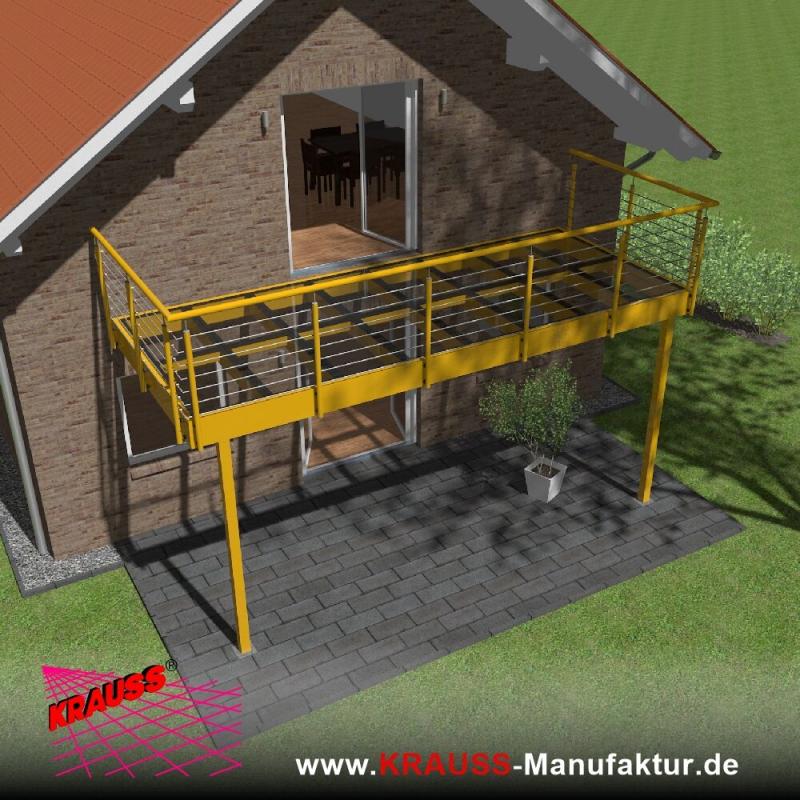 Stehbalkon mit Glasboden und Reling-Geländer 