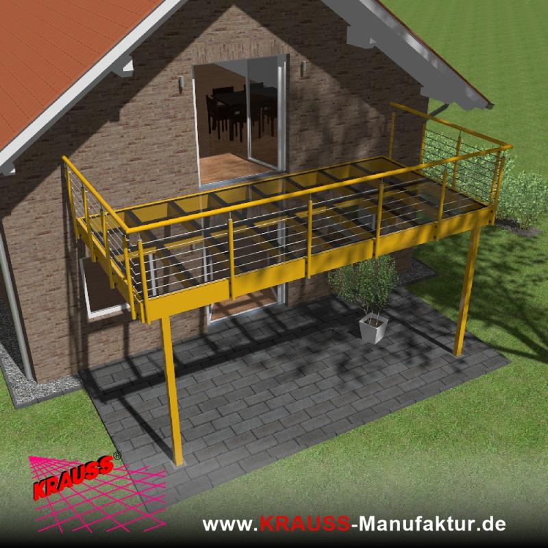Stehbalkon mit Glasboden und Reling-Geländer 