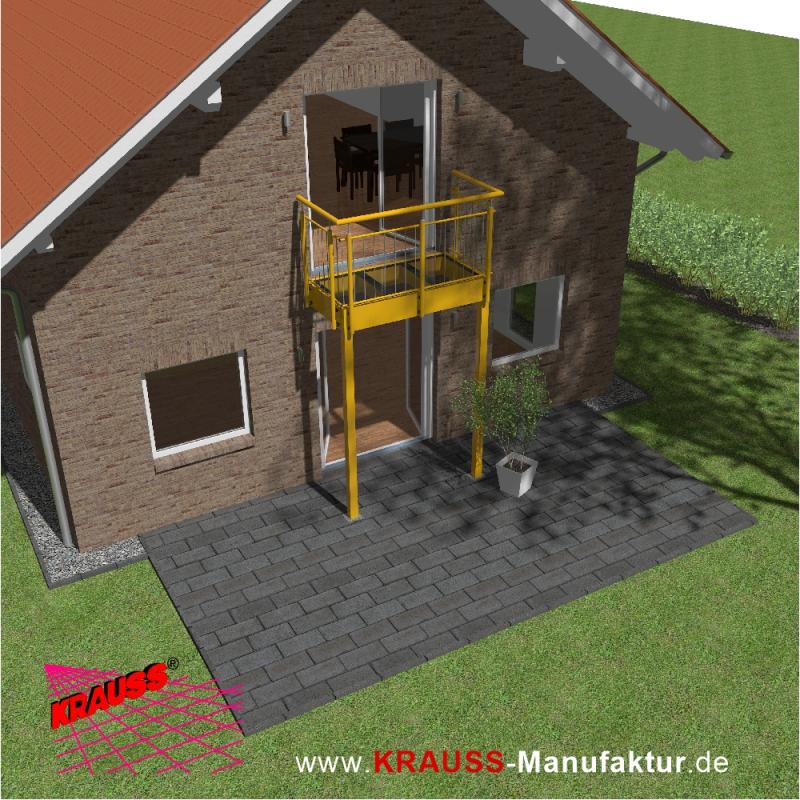 Stehbalkon mit Glasboden und Staketengeländer 