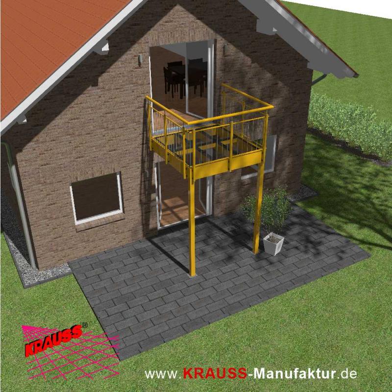 Stehbalkon mit Glasboden und Staketengeländer 