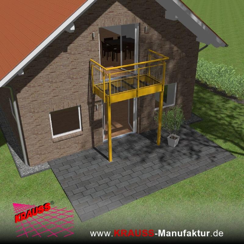 Stehbalkon mit Glasboden und Staketengeländer 