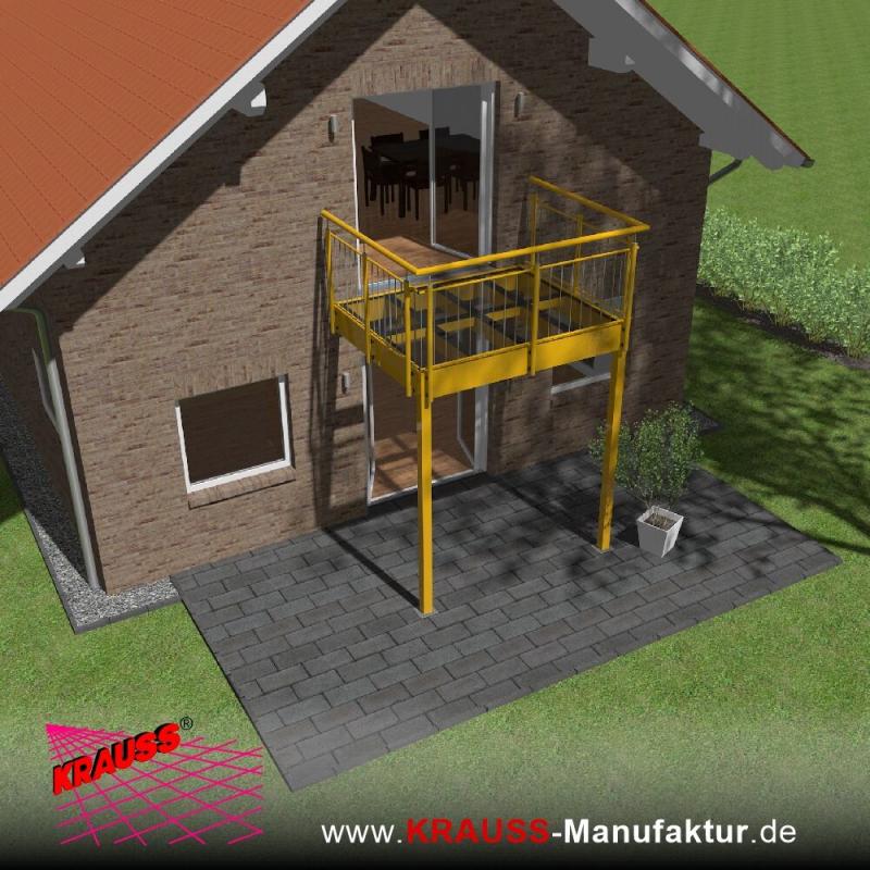 Stehbalkon mit Glasboden und Staketengeländer 