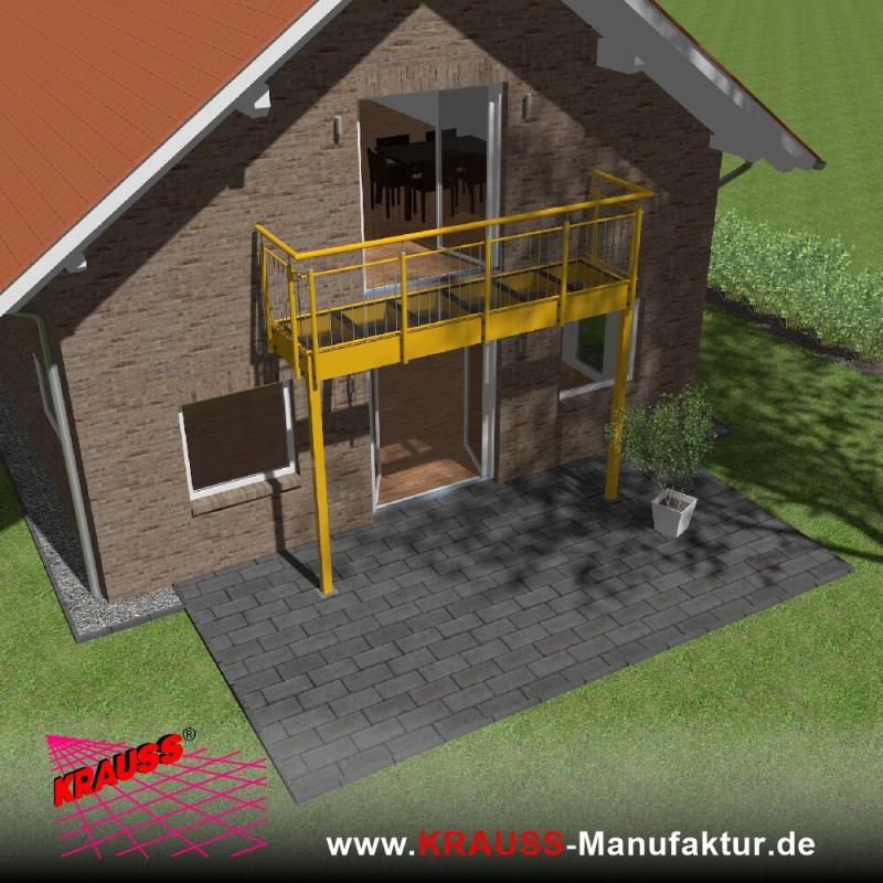 Stehbalkon mit Glasboden und Staketengeländer 