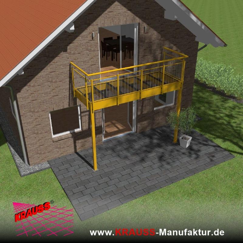 Stehbalkon mit Glasboden und Staketengeländer 
