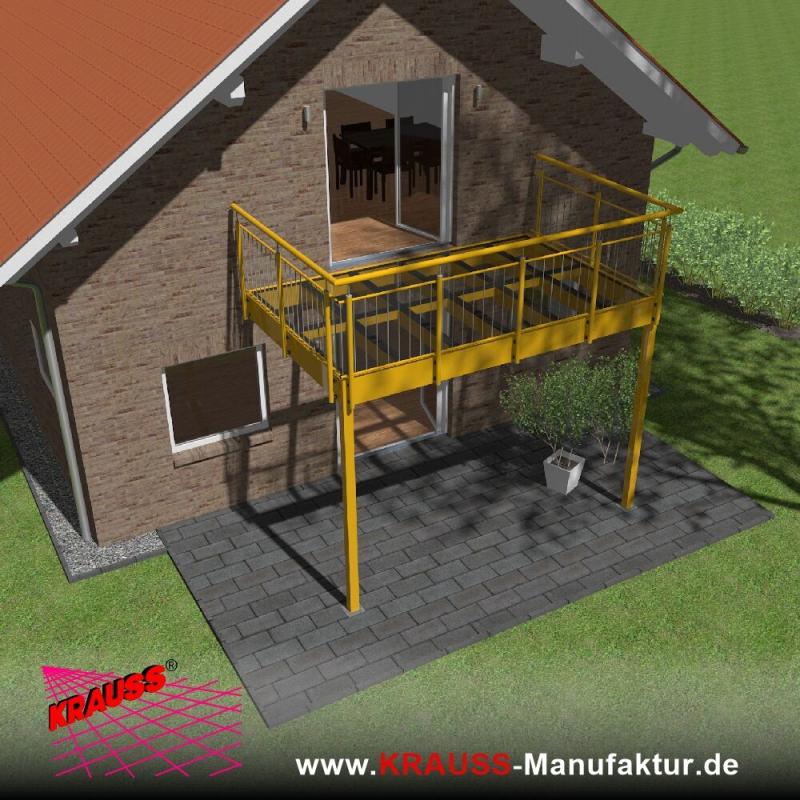 Stehbalkon mit Glasboden und Staketengeländer 