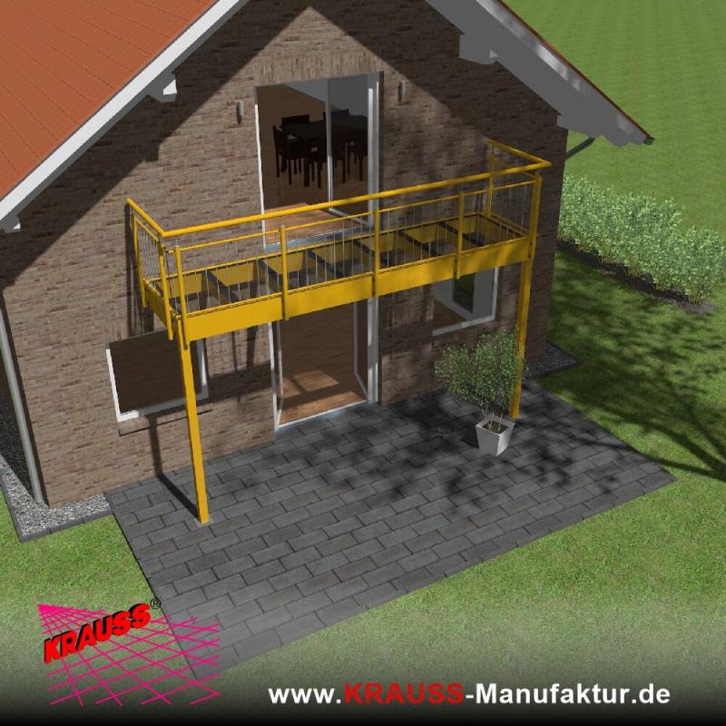 Stehbalkon mit Glasboden und Staketengeländer 