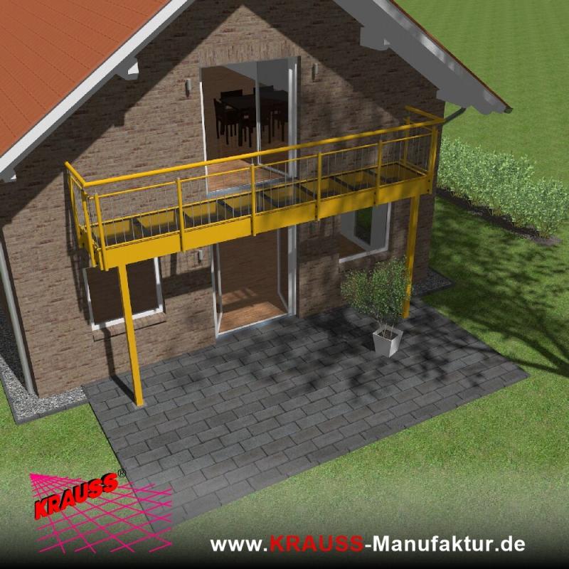 Stehbalkon mit Glasboden und Staketengeländer 