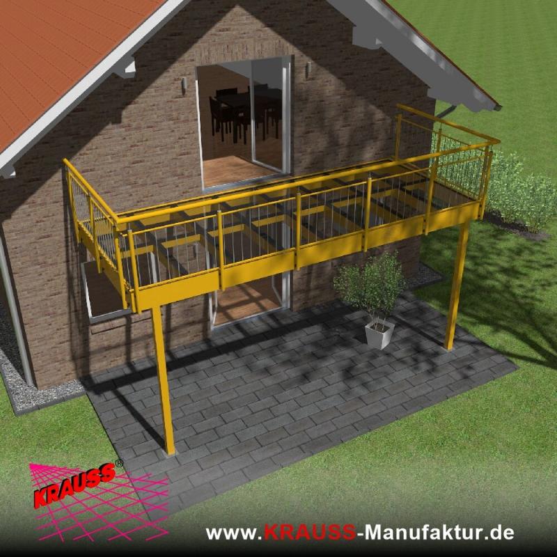 Stehbalkon mit Glasboden und Staketengeländer 