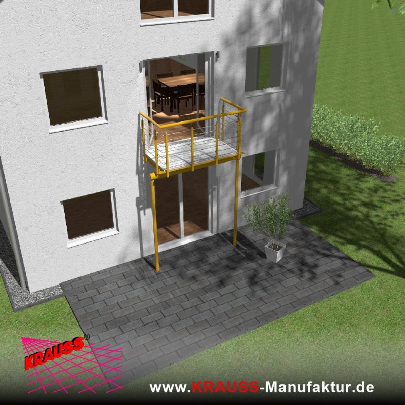 Stehbalkon mit Riffelblechboden, Reling-Geländer 