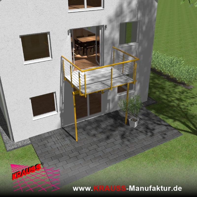 Stehbalkon mit Riffelblechboden, Reling-Geländer 