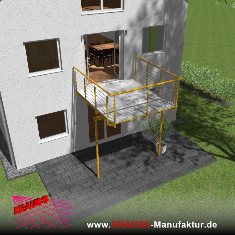 Stehbalkon mit Riffelblechboden, Reling-Geländer 