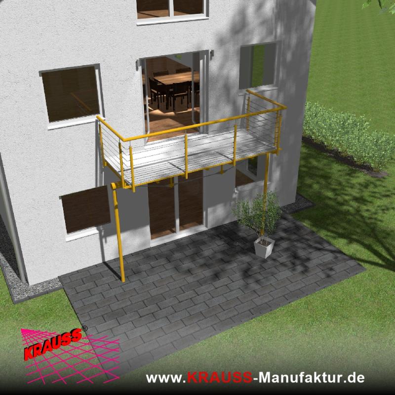 Stehbalkon mit Riffelblechboden, Reling-Geländer 