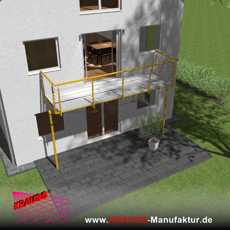 Stehbalkon mit Riffelblechboden, Reling-Geländer 