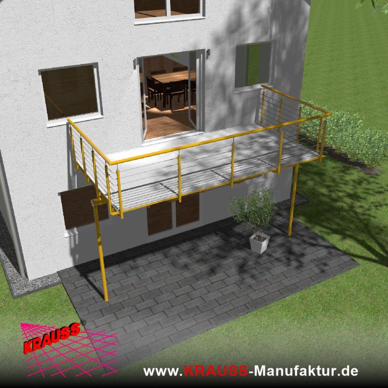 Stehbalkon mit Riffelblechboden, Reling-Geländer 