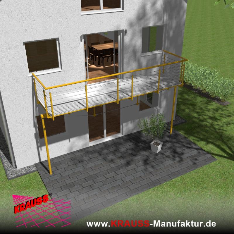 Stehbalkon mit Riffelblechboden, Reling-Geländer 