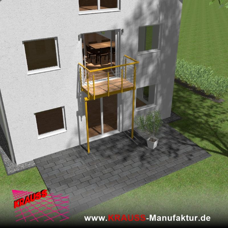 Stehbalkon mit Douglasieboden, Reling-Geländer 