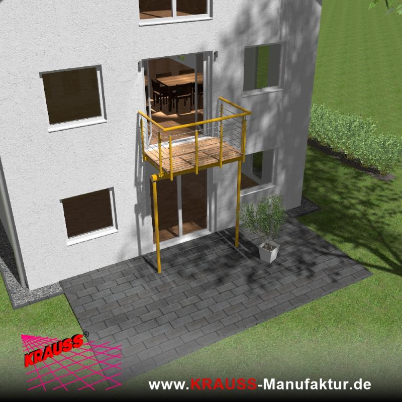 Stehbalkon mit Douglasieboden, Reling-Geländer 