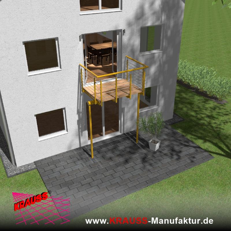 Stehbalkon mit Douglasieboden, Reling-Geländer 
