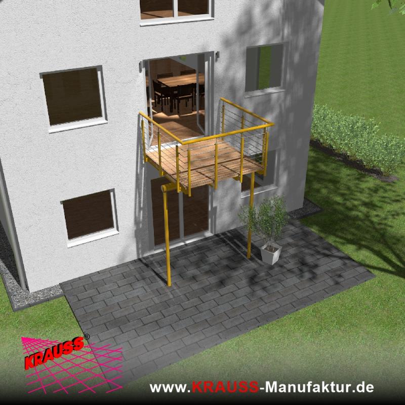 Stehbalkon mit Douglasieboden, Reling-Geländer 