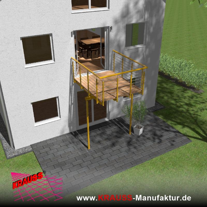 Stehbalkon mit Douglasieboden, Reling-Geländer 