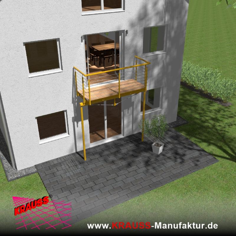 Stehbalkon mit Douglasieboden, Reling-Geländer 