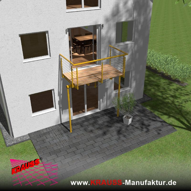Stehbalkon mit Douglasieboden, Reling-Geländer 