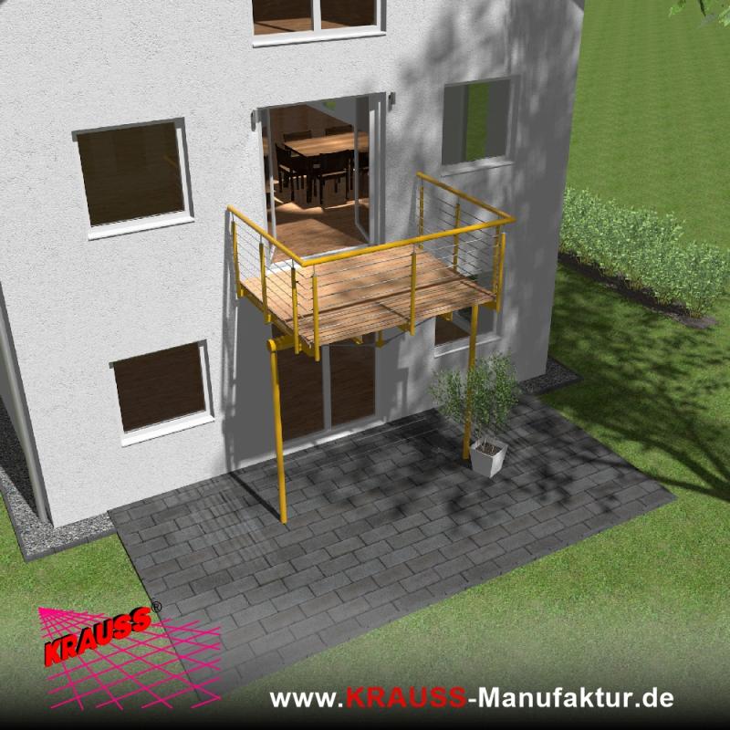 Stehbalkon mit Douglasieboden, Reling-Geländer 