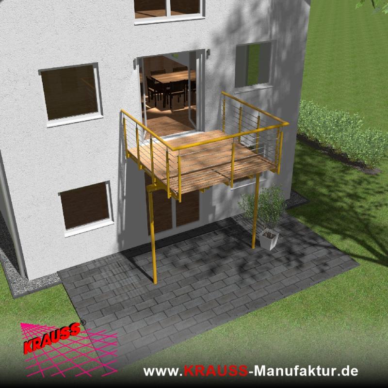 Stehbalkon mit Douglasieboden, Reling-Geländer 