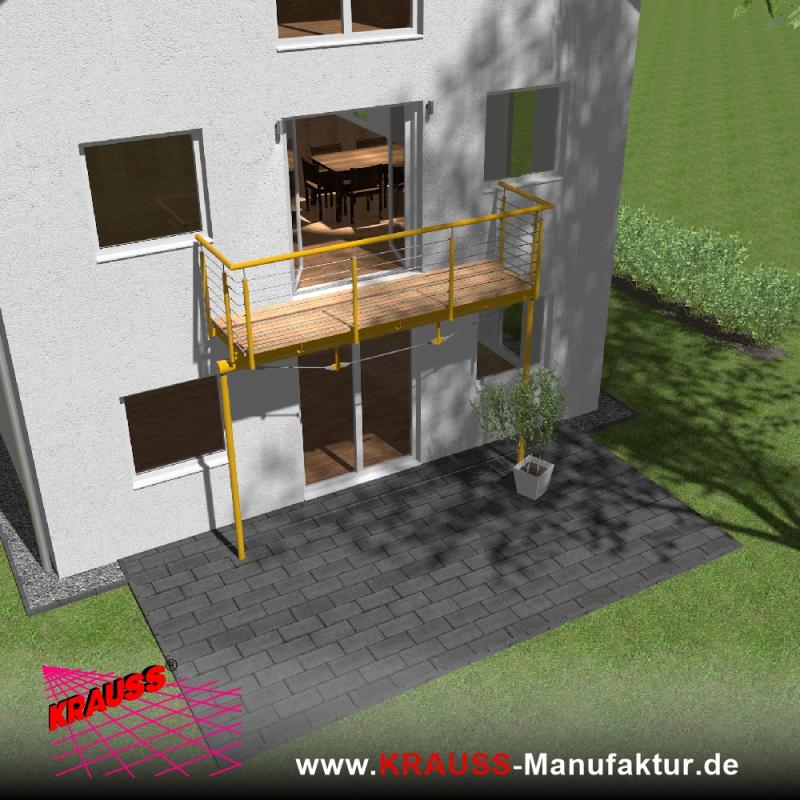 Stehbalkon mit Douglasieboden, Reling-Geländer 
