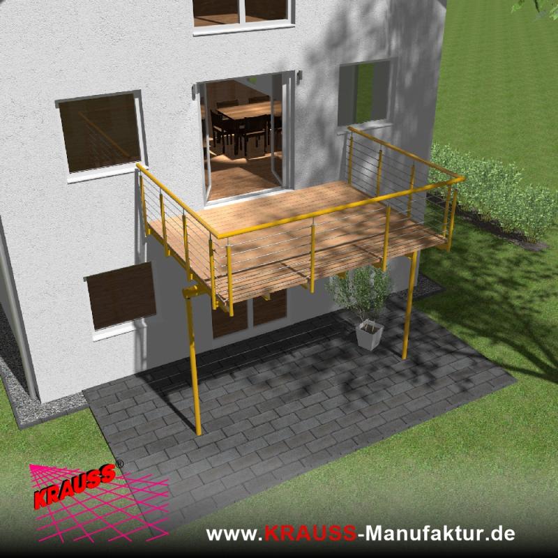 Stehbalkon mit Douglasieboden, Reling-Geländer 
