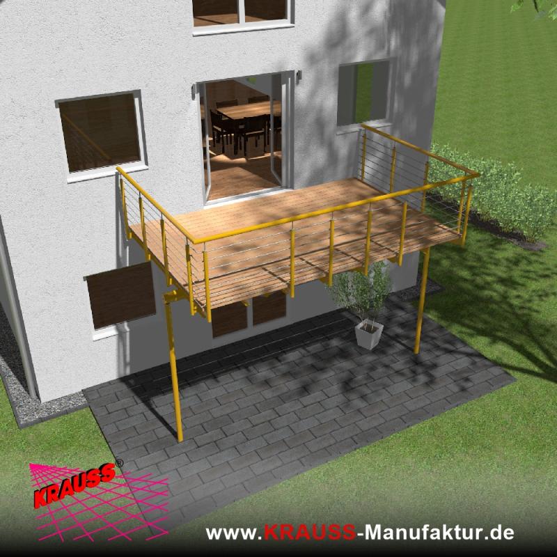 Stehbalkon mit Douglasieboden, Reling-Geländer 