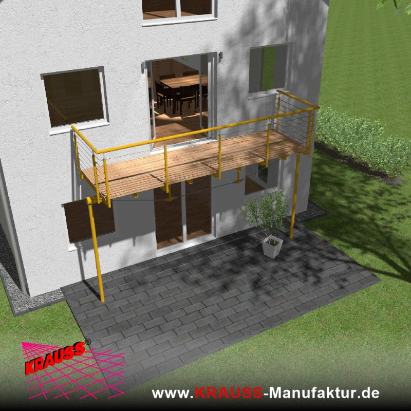 Stehbalkon mit Douglasieboden, Reling-Geländer 