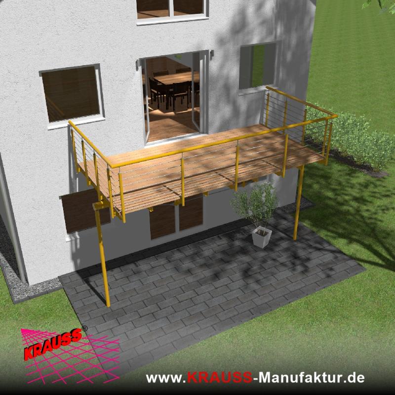 Stehbalkon mit Douglasieboden, Reling-Geländer 