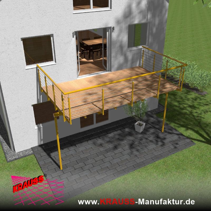 Stehbalkon mit Douglasieboden, Reling-Geländer 
