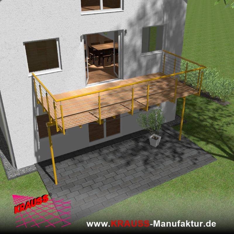 Stehbalkon mit Douglasieboden, Reling-Geländer 