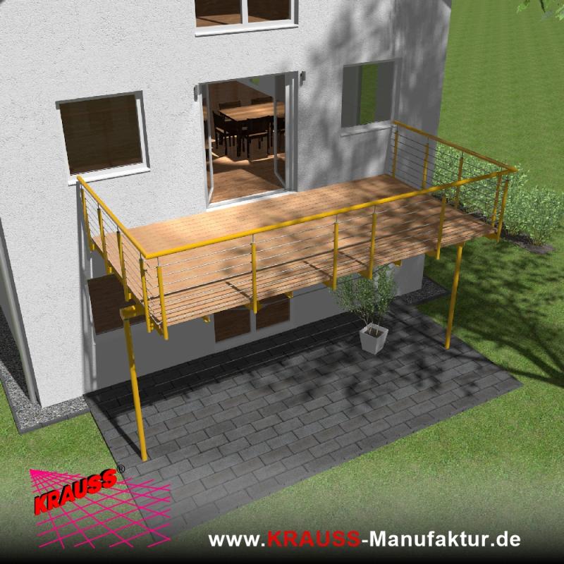 Stehbalkon mit Douglasieboden, Reling-Geländer 