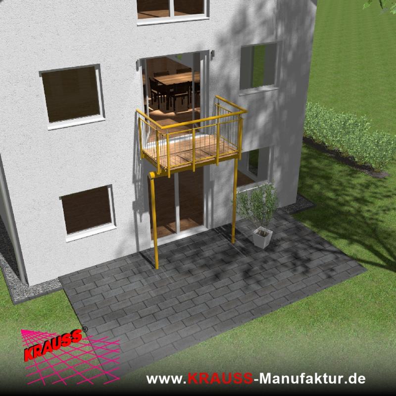 Stehbalkon mit Douglasieboden, Staketen-Geländer 